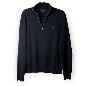 Michael Kors Black 1/4  Zip Mens Sweater